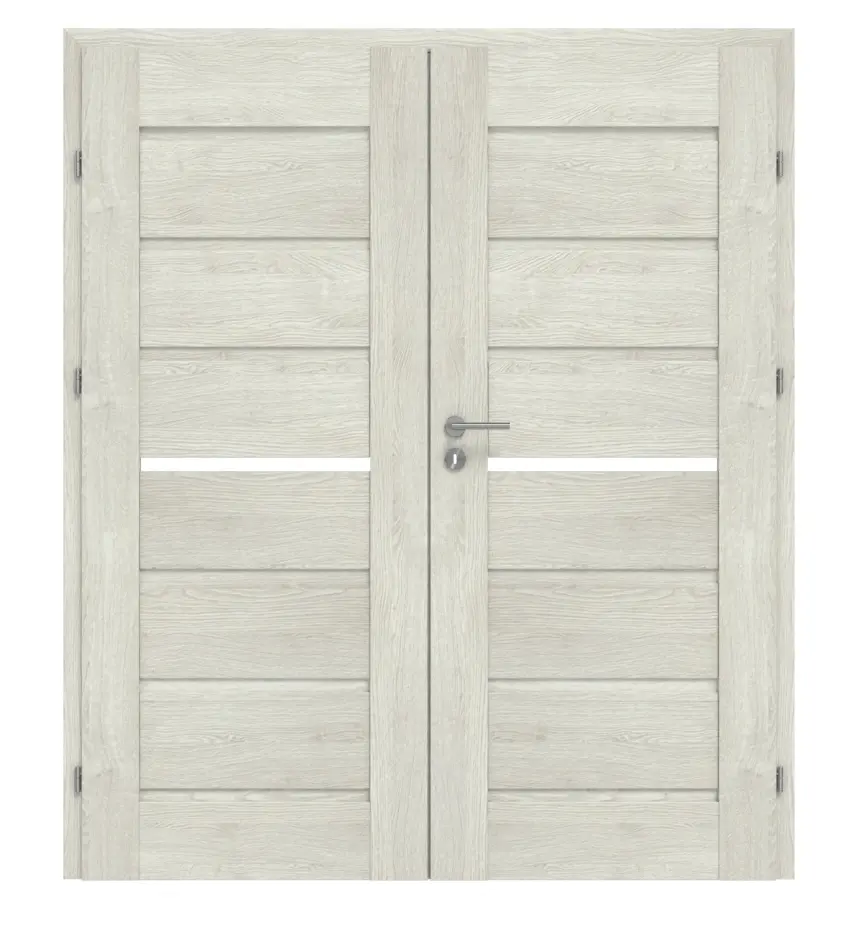 CLASSEN drzwi dwuskrzydłowe Greco M8 dąb szary 3D Look z przeszkleniem i ościeżnicą