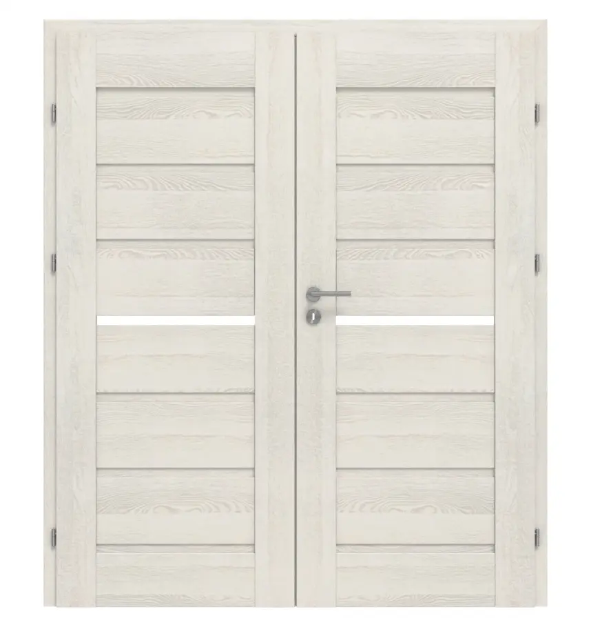 CLASSEN drzwi dwuskrzydłowe Greco M8 jesion biały 3D Look z przeszkleniem i ościeżnicą