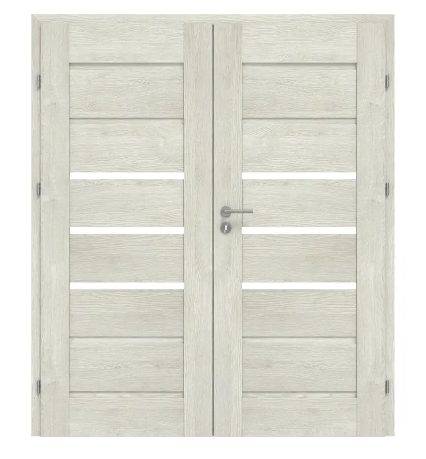 CLASSEN drzwi dwuskrzydłowe Greco M9 dąb szary 3D Look z przeszkleniem w tym ościeżnica