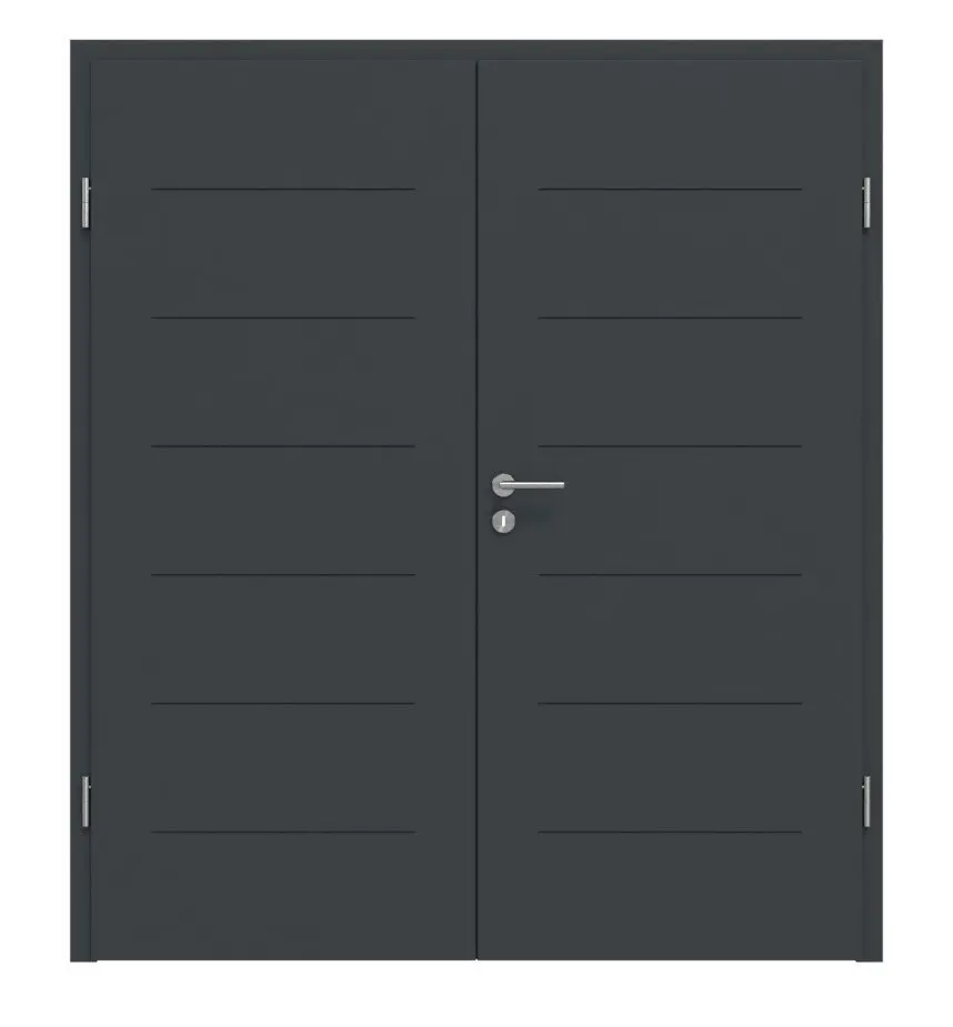 Widok frontowy Signum 11 Basic lakierowane antracyt RAL 7016 drzwi dwuskrzydłowe z ościeżnicą - Huga
