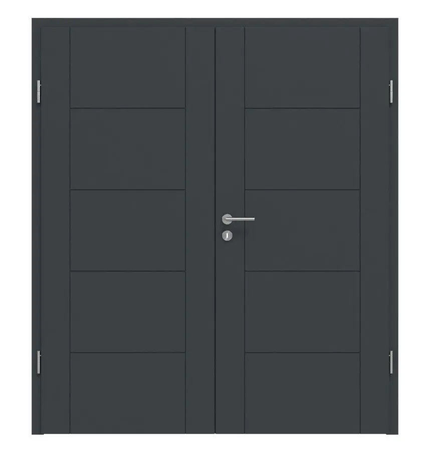 Widok frontowy Signum 13 Basic lakier antracyt RAL 7016 drzwi dwuskrzydłowe z ościeżnicą - Huga