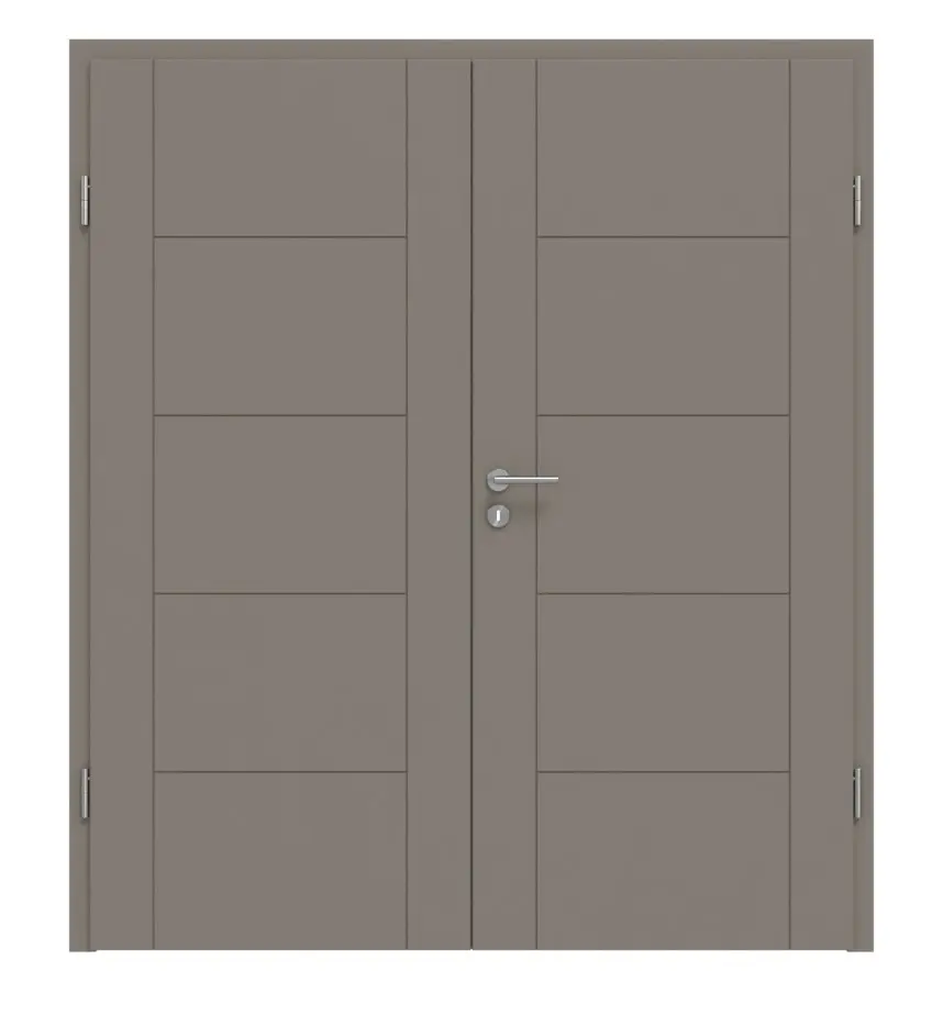 Widok frontowy Signum 13 Basic lakier taupe (kolor ciemnoszaro-brązowy) RAL 7048 drzwi dwuskrzydłowe z ościeżnicą - Huga