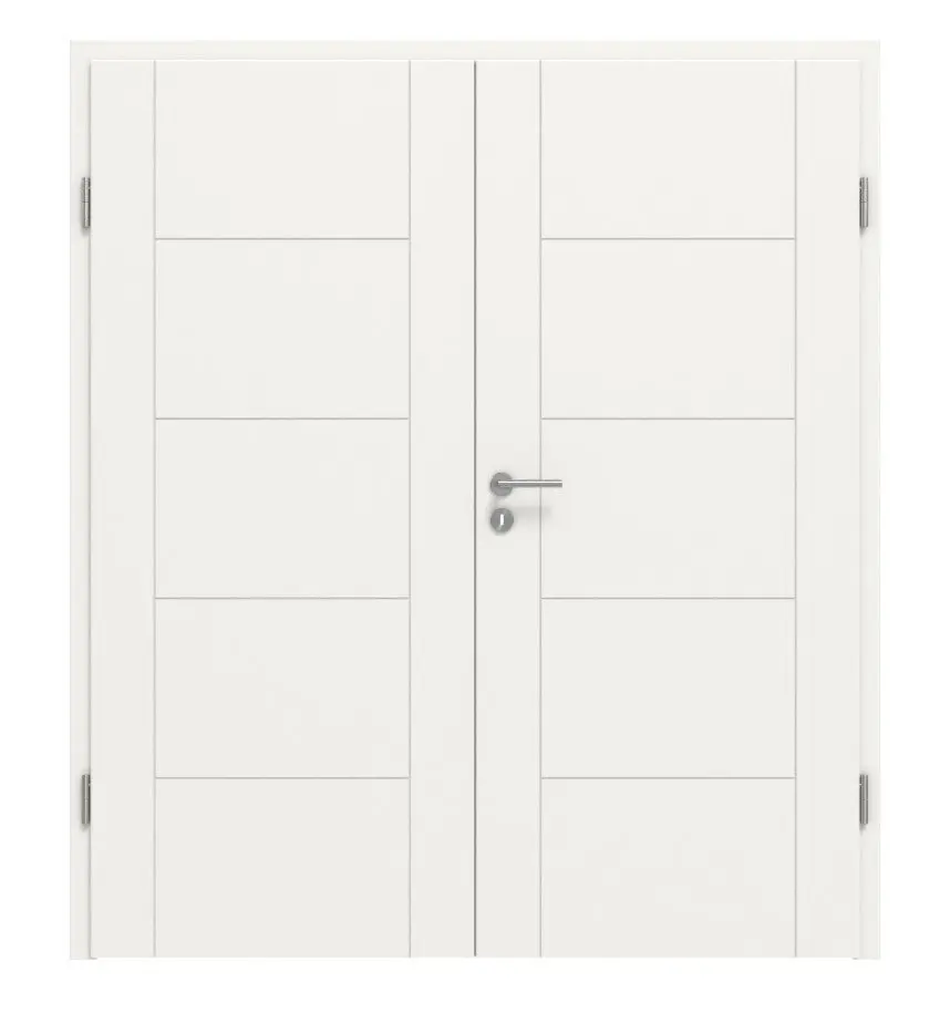 Widok frontowy Signum 13 Basic lakier biały beskidzki RAL 9016 drzwi dwuskrzydłowe z ościeżnicą - Huga