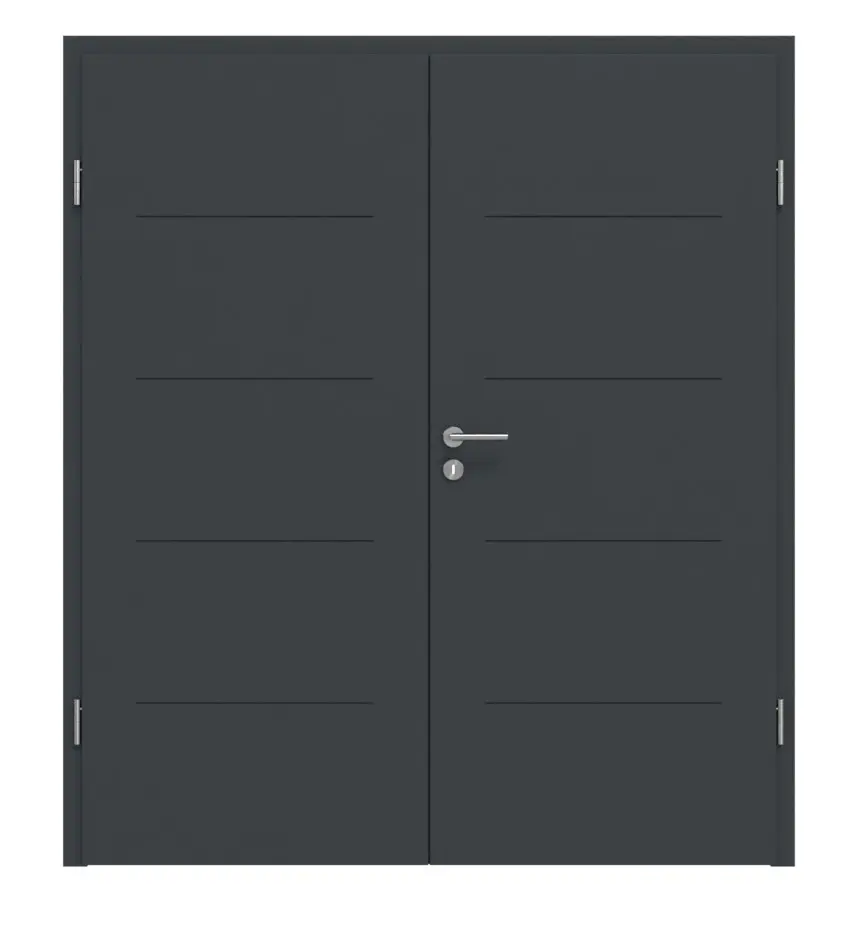 HÖRMANN drzwi dwuskrzydłowe Groove 14 szary antracytowy lakier DesignLine z ościeżnicą