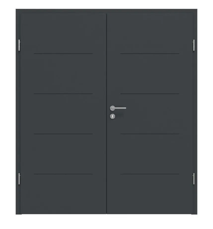 Widok frontowy Signum 14 Basic lakier antracyt RAL 7016 drzwi dwuskrzydłowe z ościeżnicą - Huga