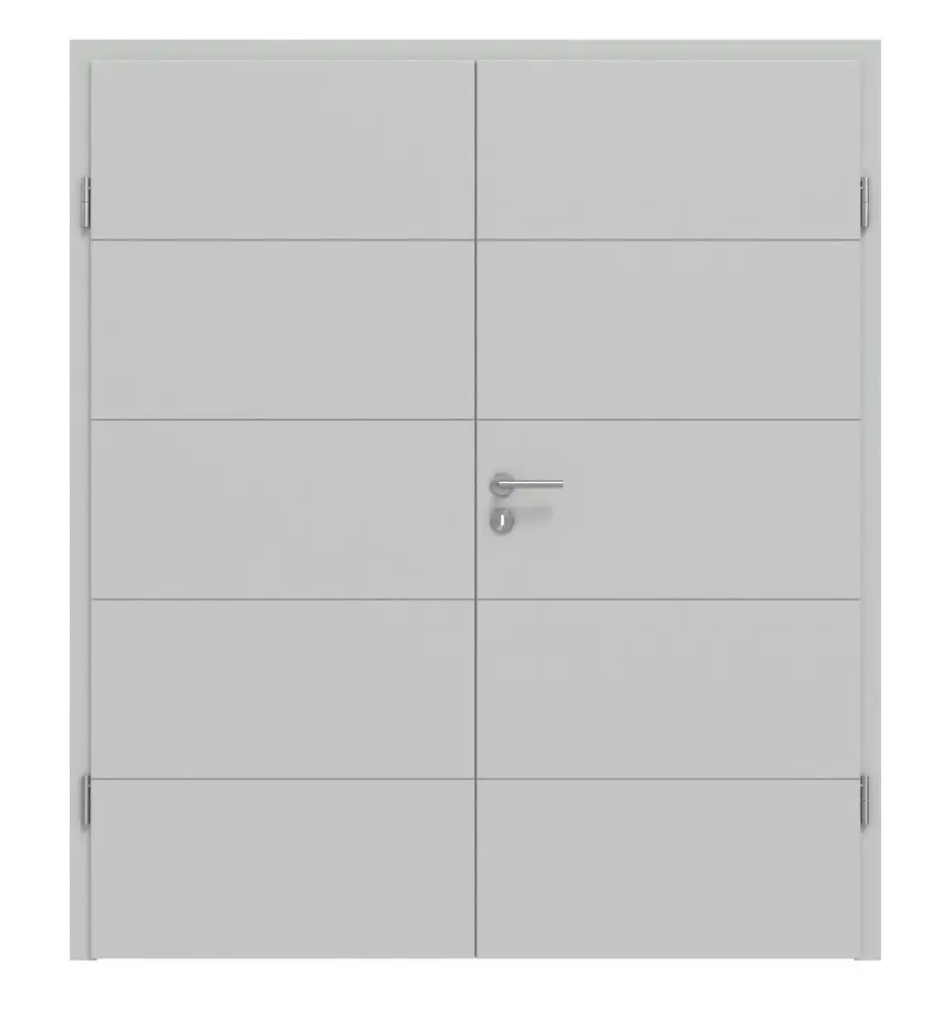 HÖRMANN Drzwi dwuskrzydłowe Groove 15, lakier szary RAL 7035, DesignLine z ościeżnicą