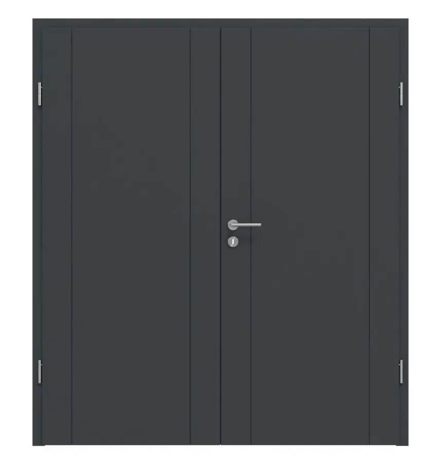 HÖRMANN drzwi dwuskrzydłowe Groove 16 szary antracytowy lakier DesignLine z ościeżnicą
