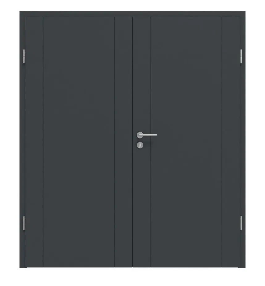 Widok frontowy Signum 16 Basic lakierowane antracyt RAL 7016 drzwi dwuskrzydłowe w zestawie z ościeżnicą - Huga