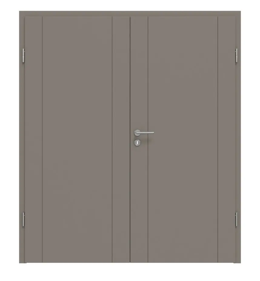 HÖRMANN Drzwi dwuskrzydłowe Groove 16, lakier taupe RAL 7048, DesignLine z ościeżnicą