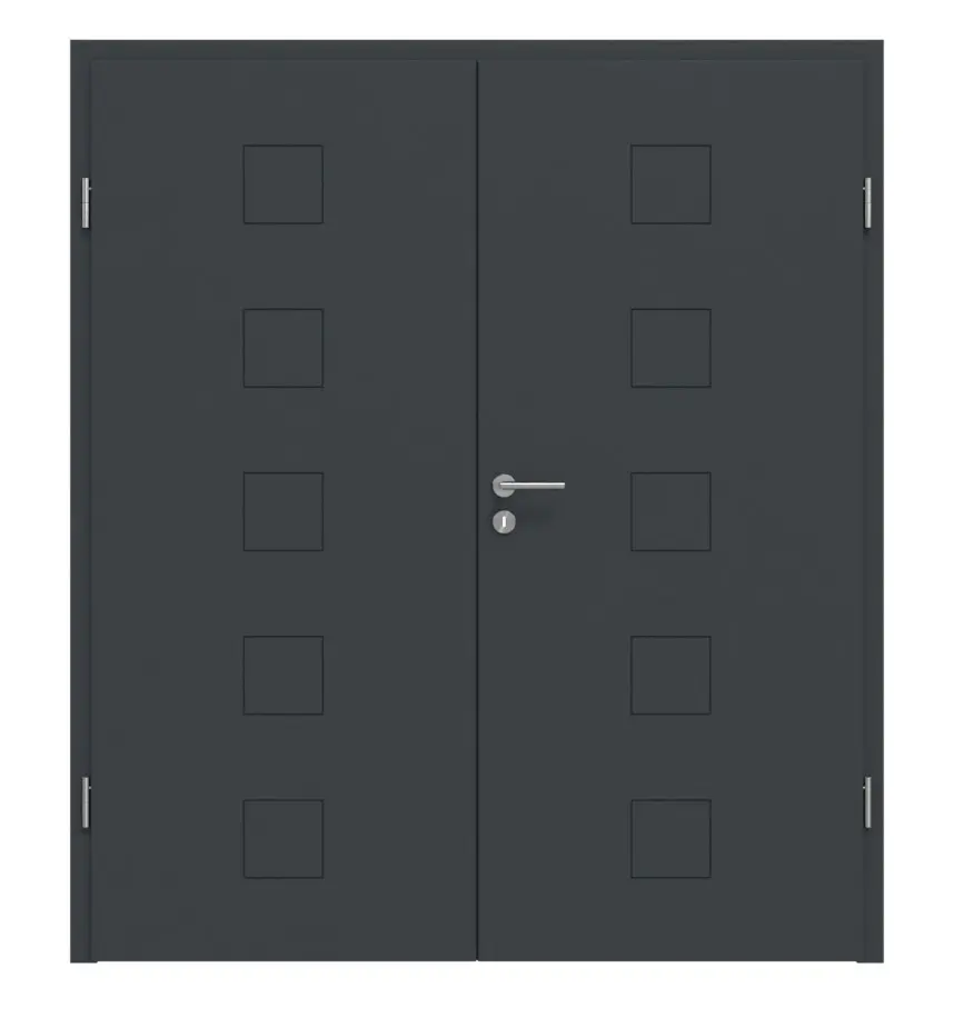 HÖRMANN Drzwi dwuskrzydłowe Groove 19, lakier antracytowy szary, DesignLine z ościeżnicą