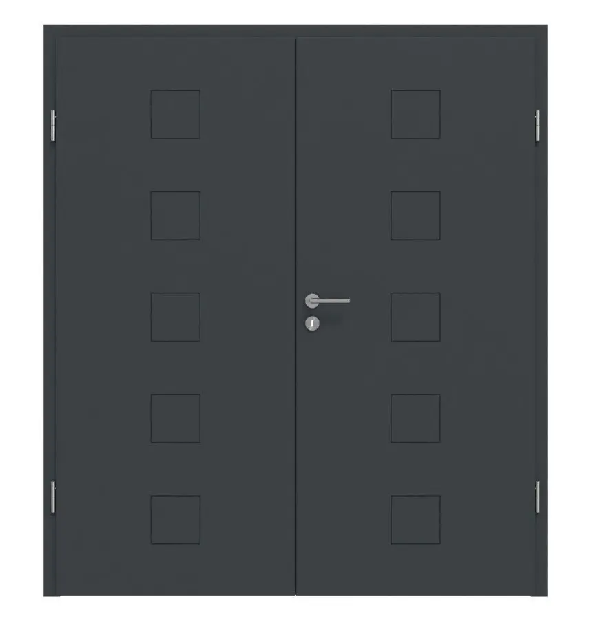 Widok frontowy Signum 19 Basic lakierowane antracyt RAL 7016 drzwi dwuskrzydłowe w tym ościeżnica - Huga