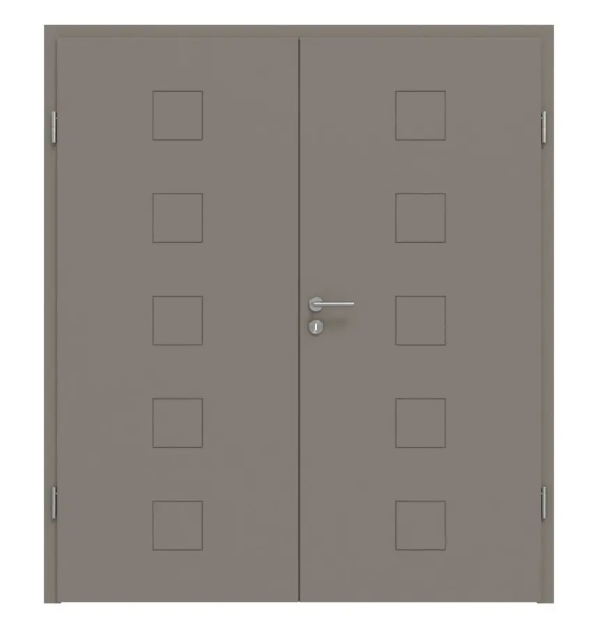 Widok frontowy Signum 19 Basic lakierowane taupe (kolor ciemnoszaro-brązowy) RAL 7048 drzwi dwuskrzydłowe w tym ościeżnica - Huga