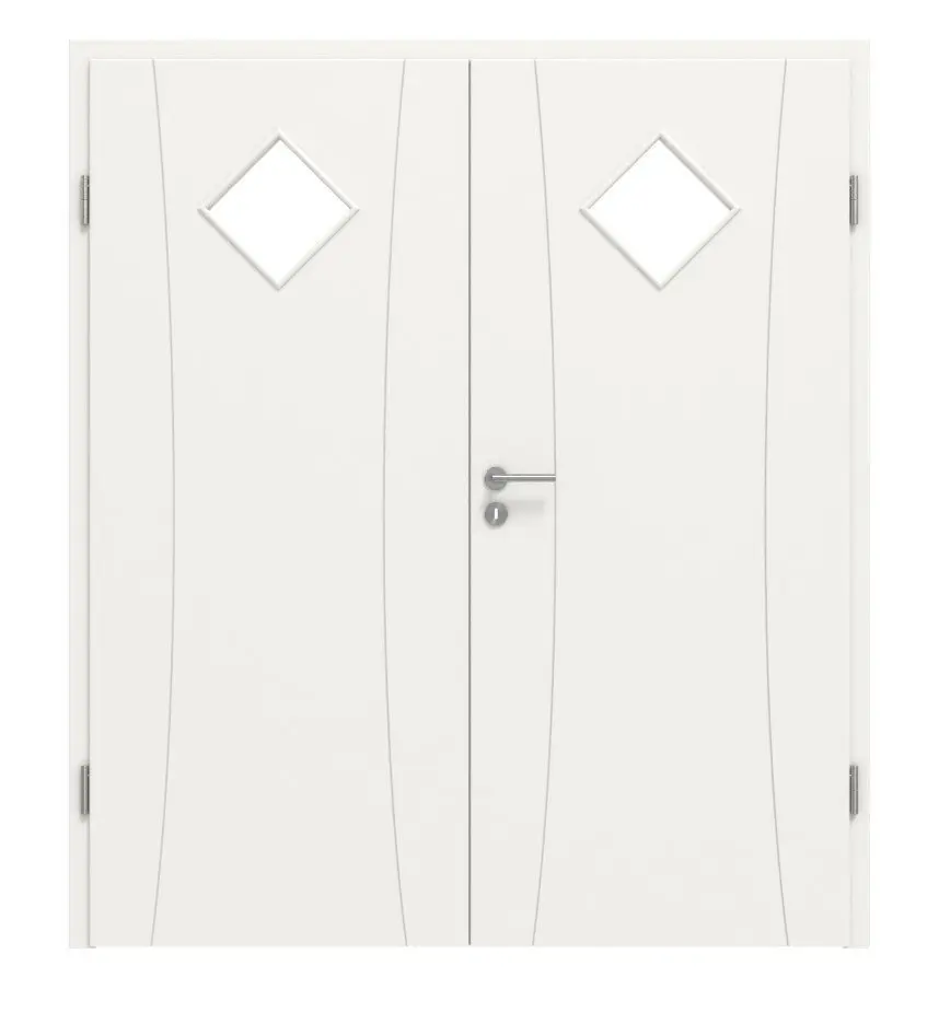 HÖRMANN drzwi dwuskrzydłowe Groove 20 biały lakier DesignLine z przeszkleniem LA 6 z ościeżnicą