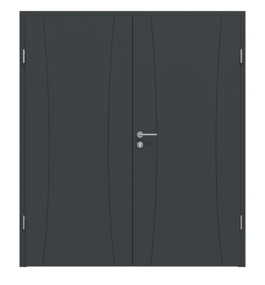 HÖRMANN drzwi dwuskrzydłowe Groove 20 szary antracytowy lakier DesignLine z ościeżnicą