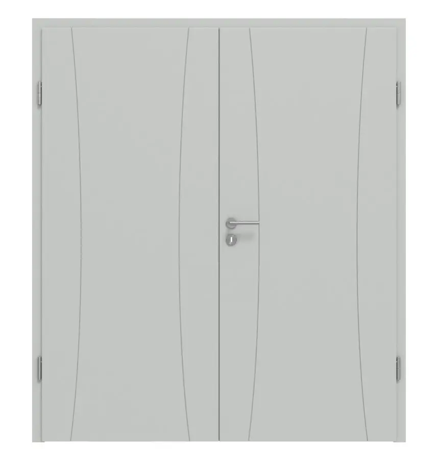 HÖRMANN Drzwi dwuskrzydłowe Groove 20, lakier szary RAL 7035, DesignLine z ościeżnicą