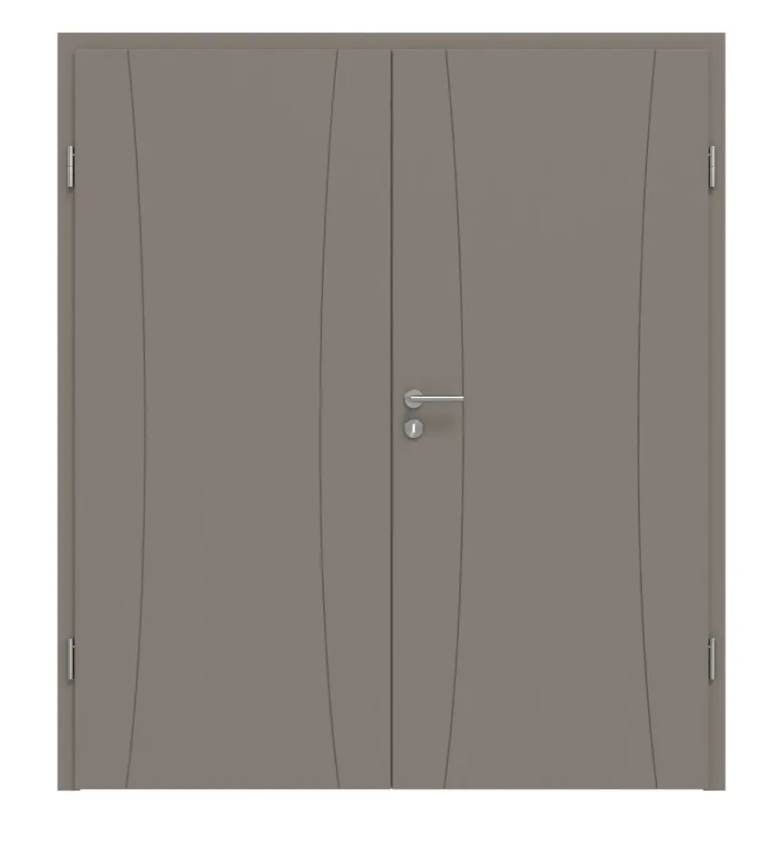 HÖRMANN drzwi dwuskrzydłowe Groove 20 taupe RAL 7048 lakier DesignLine z ościeżnicą