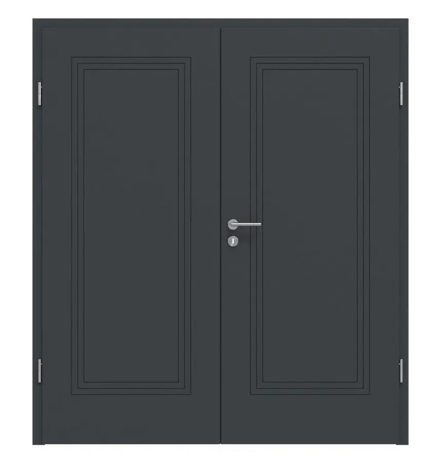 HÖRMANN Drzwi dwuskrzydłowe Groove 21, lakier antracytowy szary, DesignLine z ościeżnicą