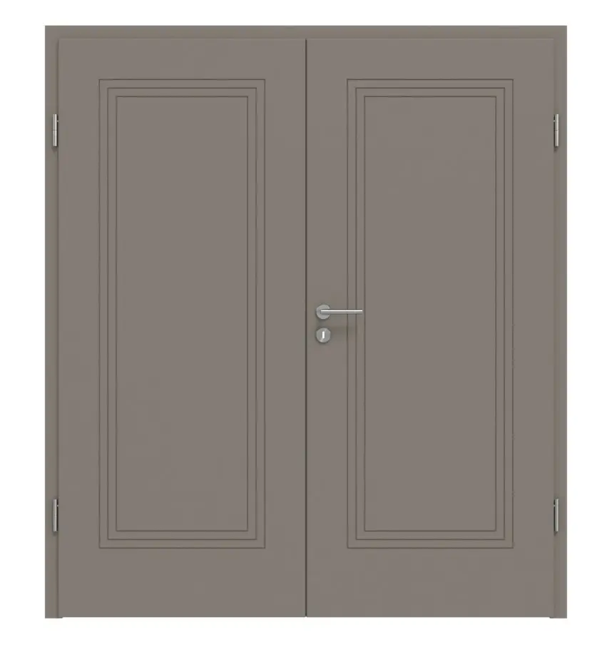 HÖRMANN Drzwi dwuskrzydłowe Groove 21, lakier taupe RAL 7048, DesignLine z ościeżnicą