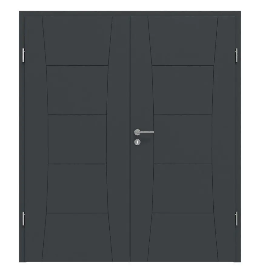 Widok frontowy Signum 22 Basic lakier antracyt RAL 7016 drzwi dwuskrzydłowe z ościeżnicą - Huga