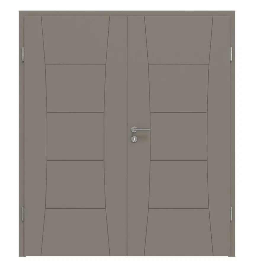 Widok frontowy modelu Signum 22 Basic, lakier taupe (kolor ciemnoszaro-brązowy) RAL 7048, drzwi dwuskrzydłowe z ościeżnicą - Huga