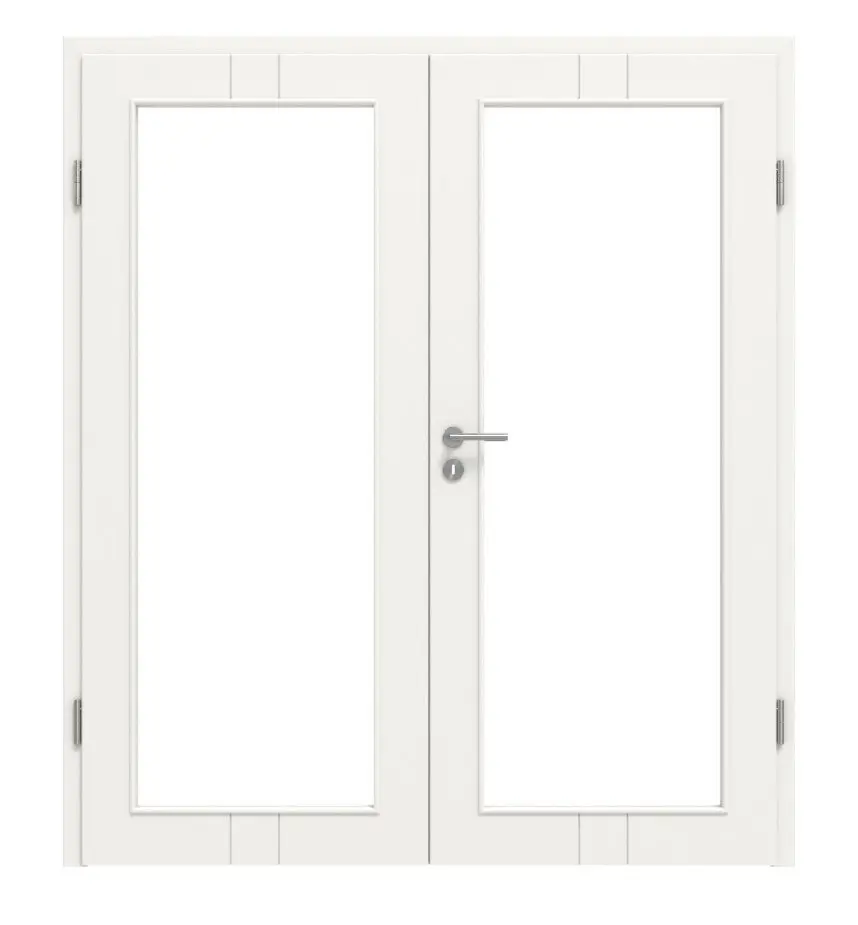 HÖRMANN Drzwi dwuskrzydłowe Groove 23 biały lakier DesignLine z przeszkleniem LA 27 z ościeżnicą