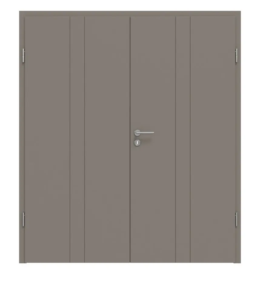 HÖRMANN drzwi dwuskrzydłowe Groove 23 taupe RAL 7048 lakier DesignLine z ościeżnicą