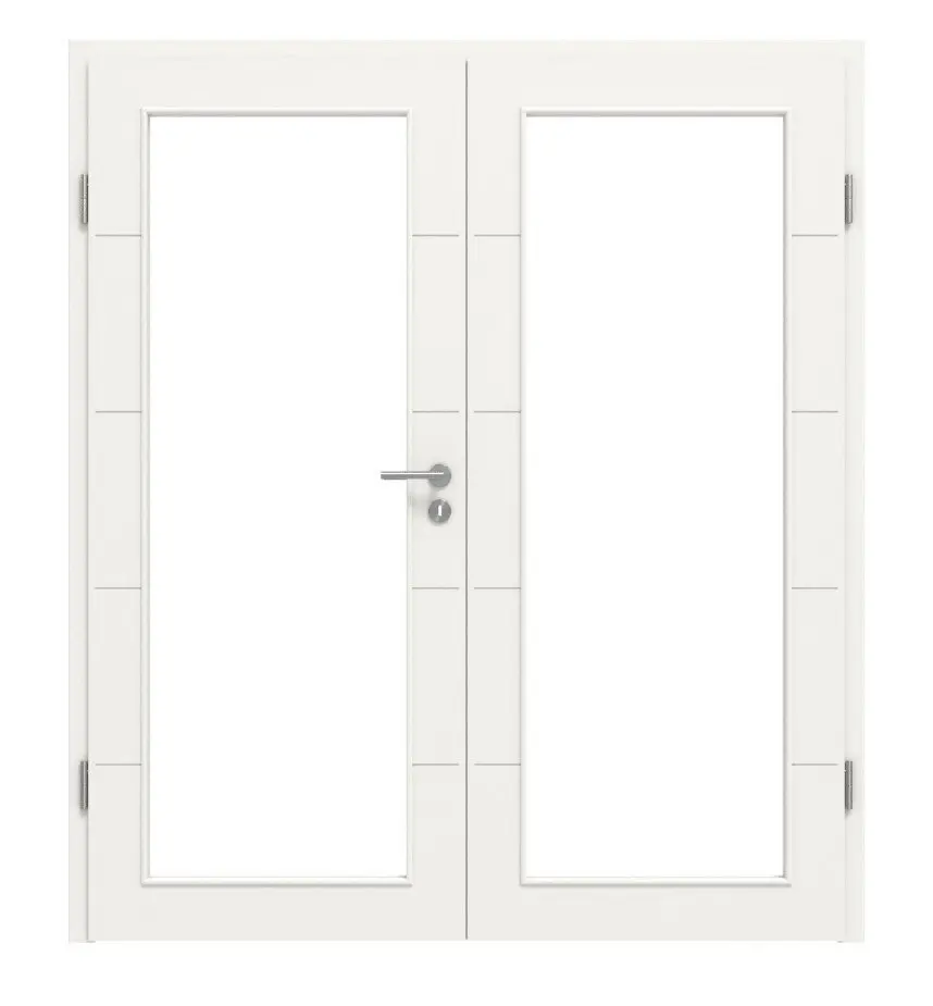 Widok frontowy Groove 27 LA 27 DesignLine lakier biały beskidzki RAL 9016 drzwi dwuskrzydłowe z ościeżnicą - Hörmann