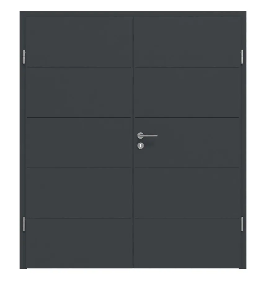 HÖRMANN Drzwi dwuskrzydłowe Groove 27 antracytowe szare lakier DesignLine z ościeżnicą