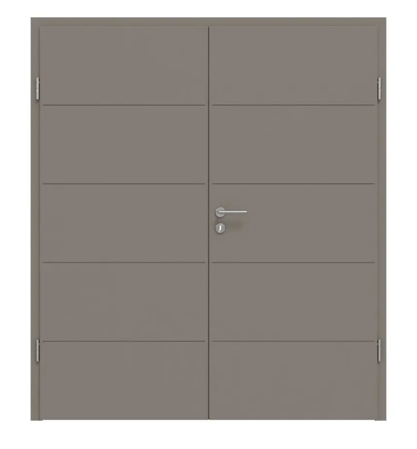 Widok frontowy Signum 27 Basic lakier taupe (kolor ciemnoszaro-brązowy) RAL 7048 drzwi dwuskrzydłowe w tym ościeżnica - Huga