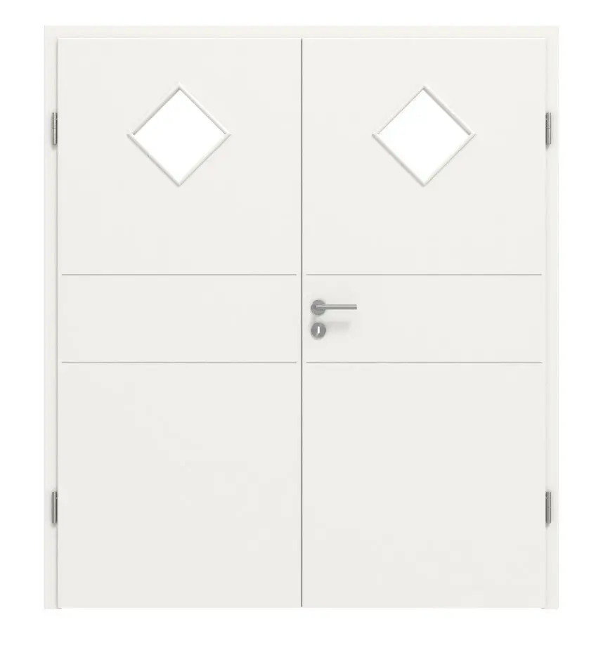 HÖRMANN drzwi dwuskrzydłowe Groove 29 biały lakier DesignLine z przeszkleniem LA 6 i ościeżnicą