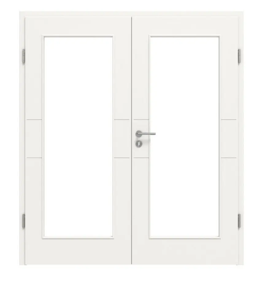 HÖRMANN drzwi dwuskrzydłowe Groove 29 biały lakier DesignLine z przeszkleniem LA 8 i ościeżnicą