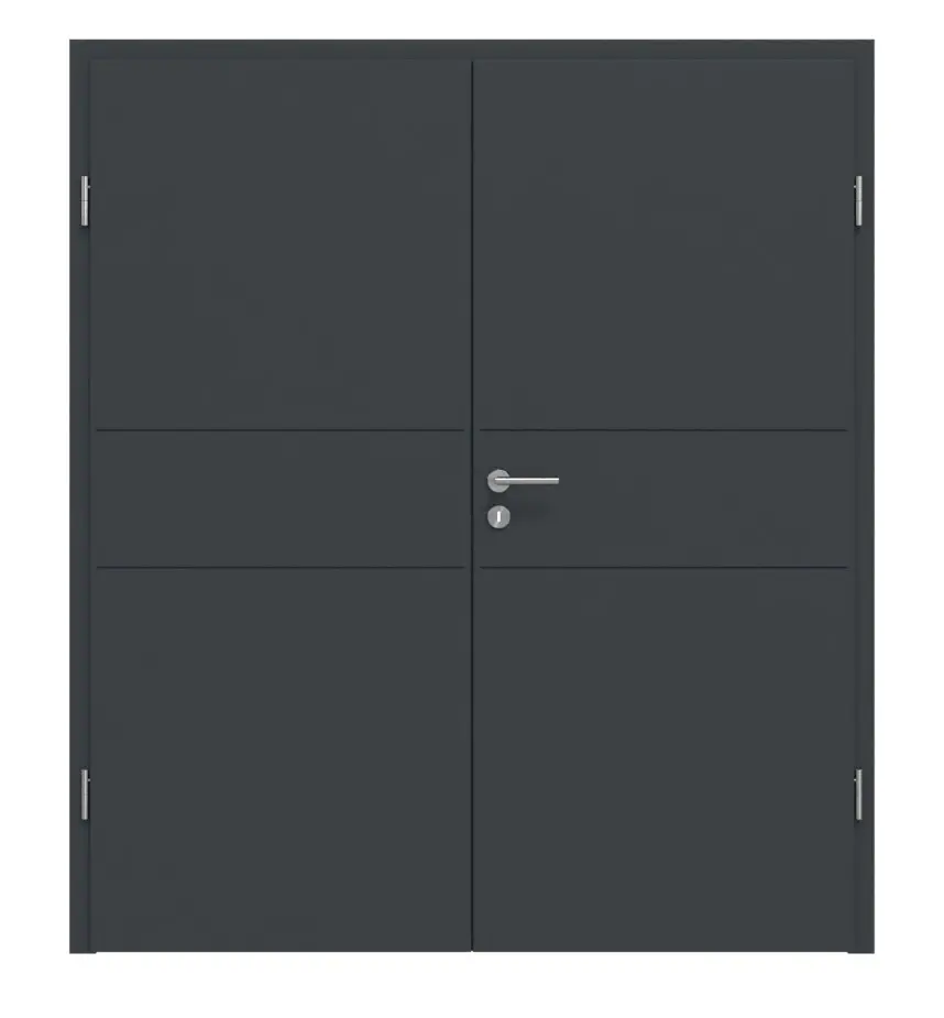 HÖRMANN drzwi dwuskrzydłowe Groove 29 szary antracytowy lakier DesignLine z ościeżnicą