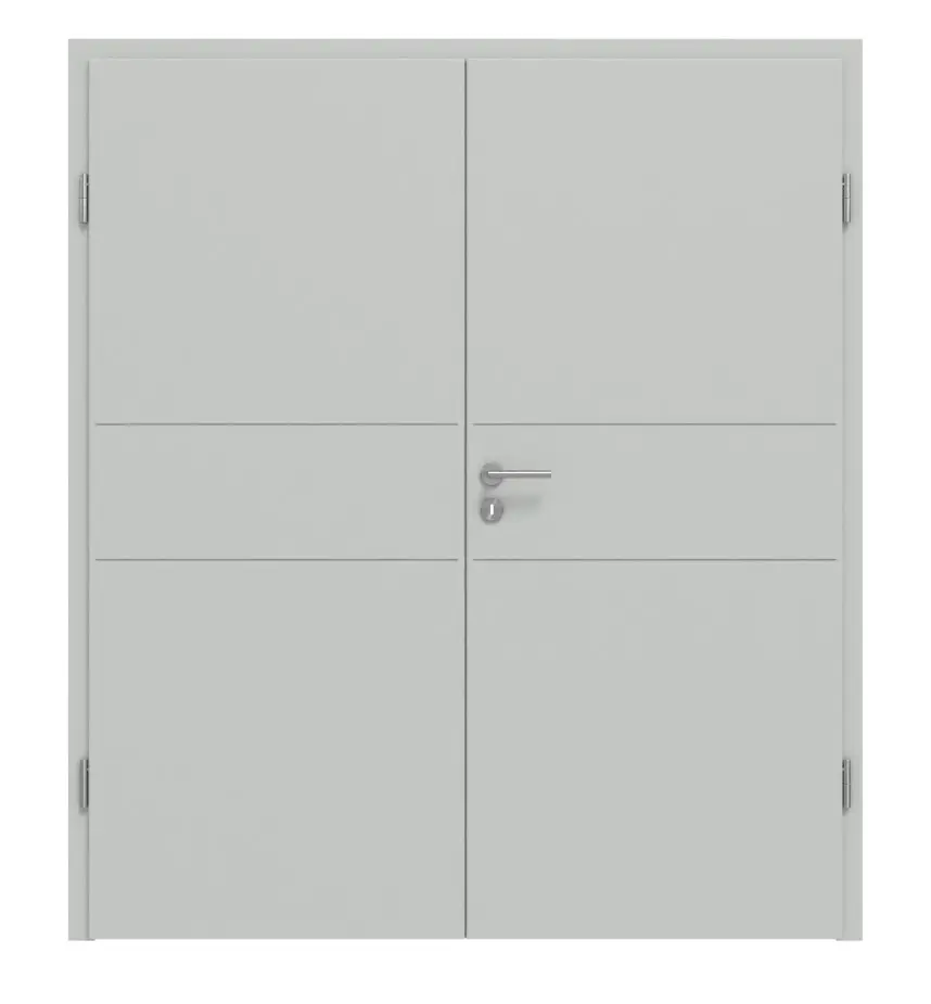 HÖRMANN drzwi dwuskrzydłowe Groove 29 szary RAL 7035 lakier DesignLine z ościeżnicą