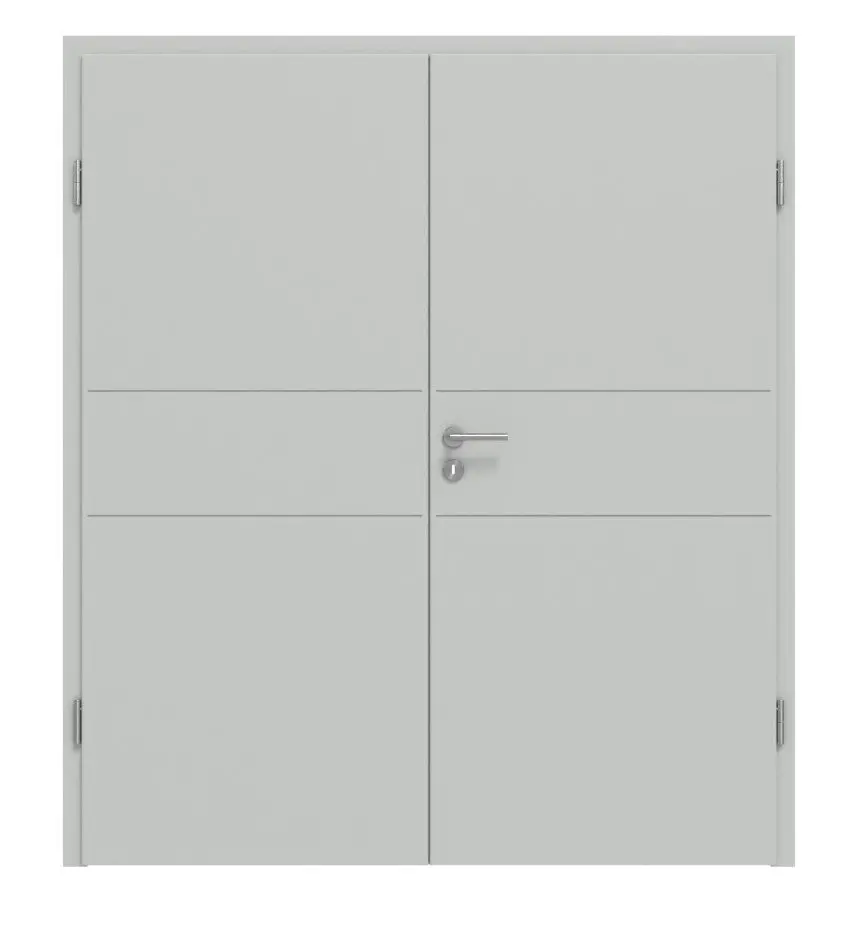 Widok frontowy Signum 29 Basic lakierowane szary RAL 7035 drzwi dwuskrzydłowe z ościeżnicą - Huga
