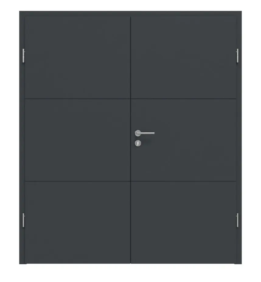 HÖRMANN Drzwi dwuskrzydłowe Groove 31 antracytowe szare lakier DesignLine z ościeżnicą