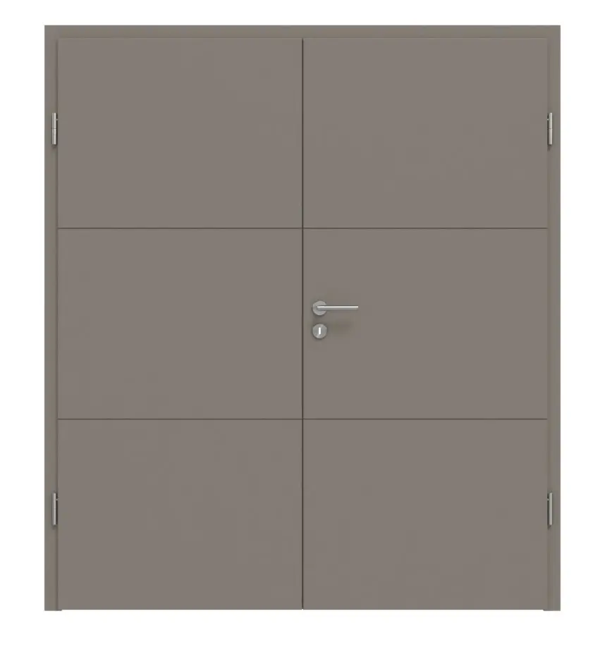 HÖRMANN Drzwi dwuskrzydłowe Groove 31 taupe RAL 7048 Lakier DesignLine z ościeżnicą