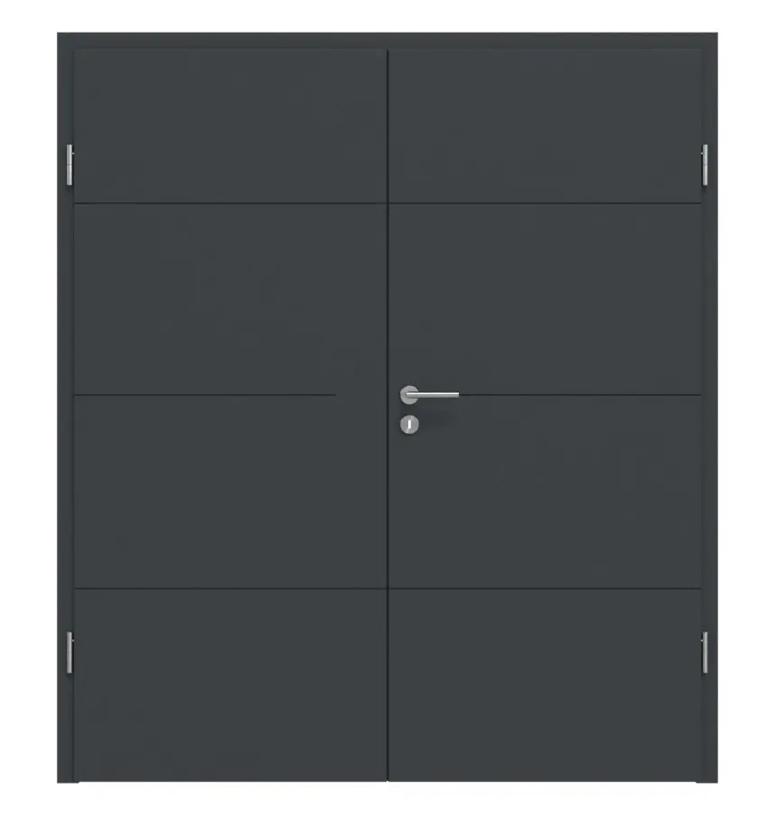HÖRMANN Drzwi dwuskrzydłowe Groove 34 antracytowe szare lakier DesignLine z ościeżnicą