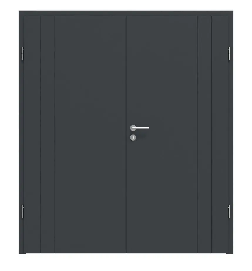 HÖRMANN drzwi dwuskrzydłowe Groove 39 szary antracytowy lakier DesignLine z ościeżnicą