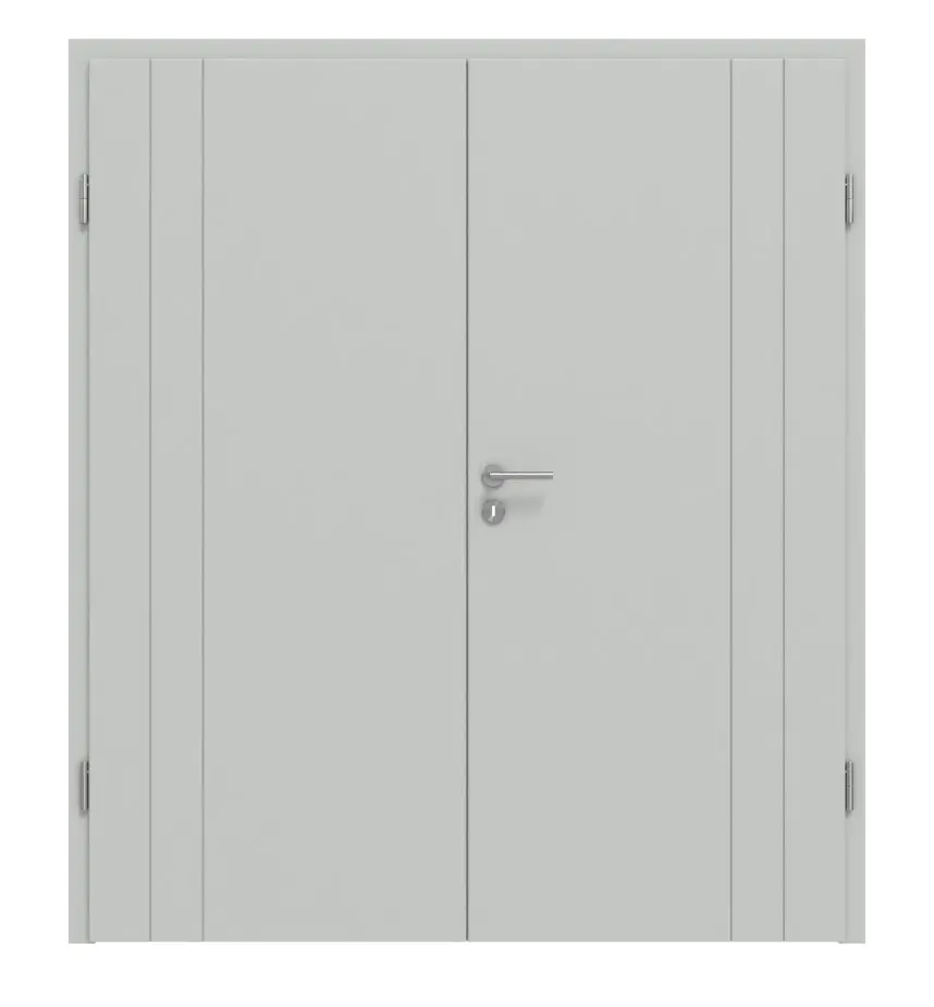 HÖRMANN Drzwi dwuskrzydłowe Groove 39 szare RAL 7035 lakier DesignLine z ościeżnicą