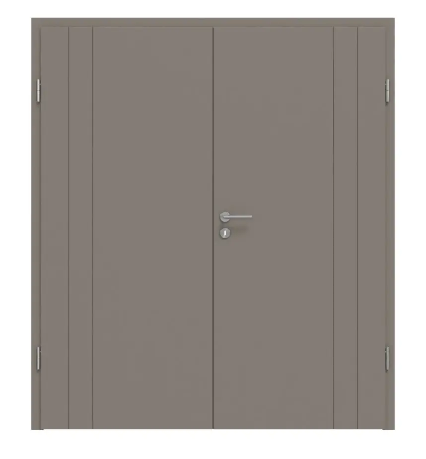 Widok frontowy Signum 39 Basic lakier taupe (kolor ciemnoszaro-brązowy) RAL 7048 drzwi dwuskrzydłowe z ościeżnicą - Huga