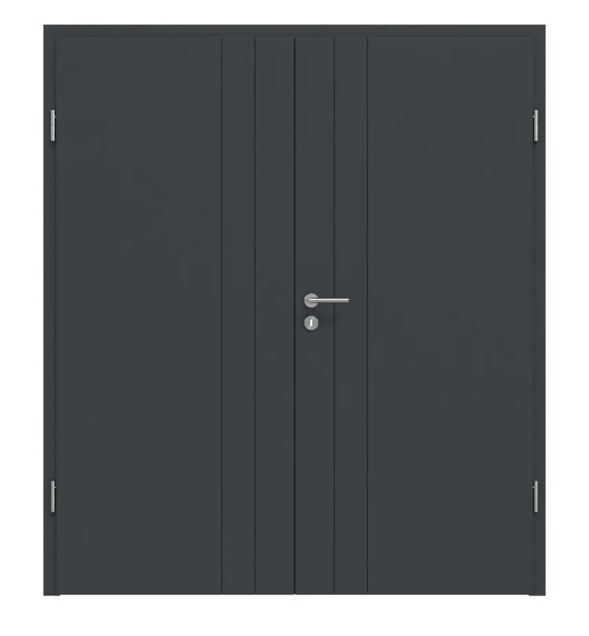 Widok frontowy Signum 44 Basic lakier antracyt RAL 7016 drzwi dwuskrzydłowe z ościeżnicą - Huga