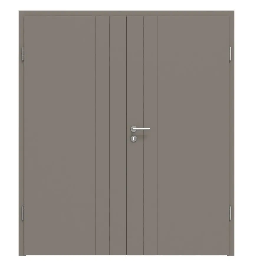 HÖRMANN drzwi dwuskrzydłowe Groove 44 Taupe RAL 7048 lakier DesignLine z ościeżnicą