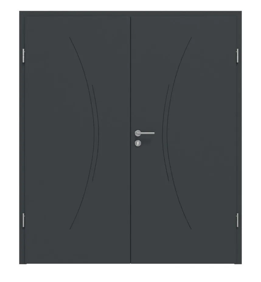 Widok frontowy Signum 49 Basic lakierowane antracyt RAL 7016 drzwi dwuskrzydłowe z ościeżnicą - Huga