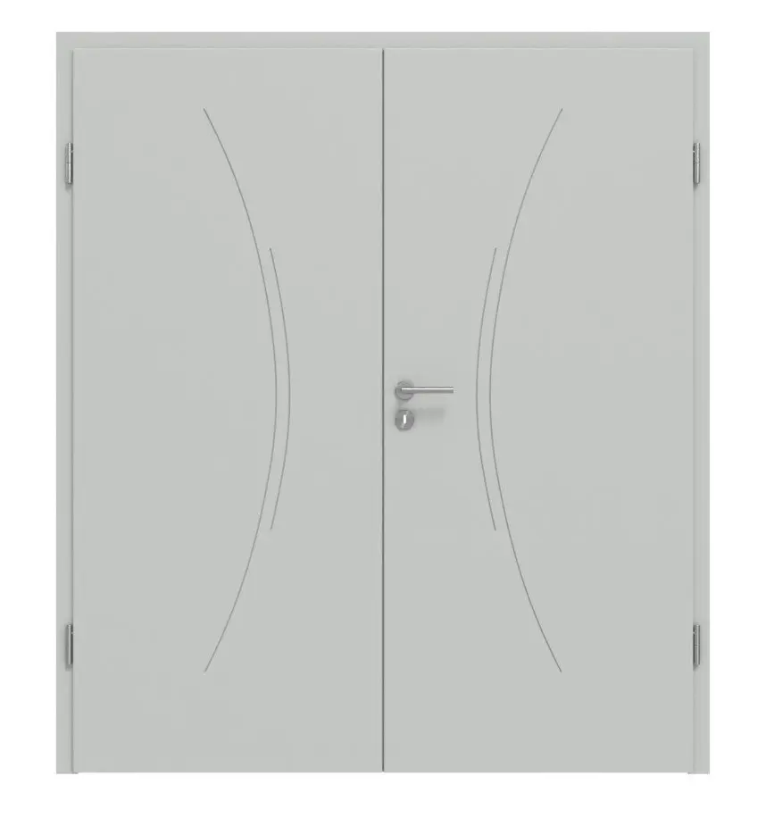 Widok frontowy modelu Signum 49 Basic lakier szary RAL 7035 drzwi dwuskrzydłowe z ościeżnicą - Huga