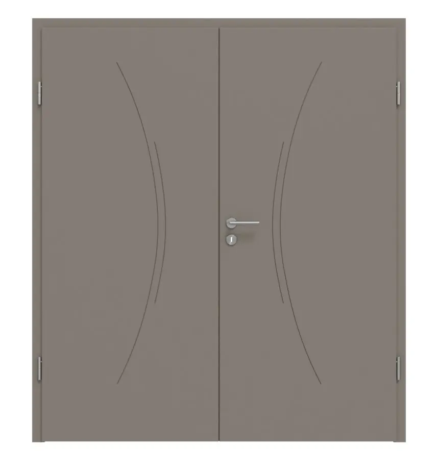 HÖRMANN Drzwi dwuskrzydłowe Groove 49 taupe RAL 7048 Lakier DesignLine z ościeżnicą