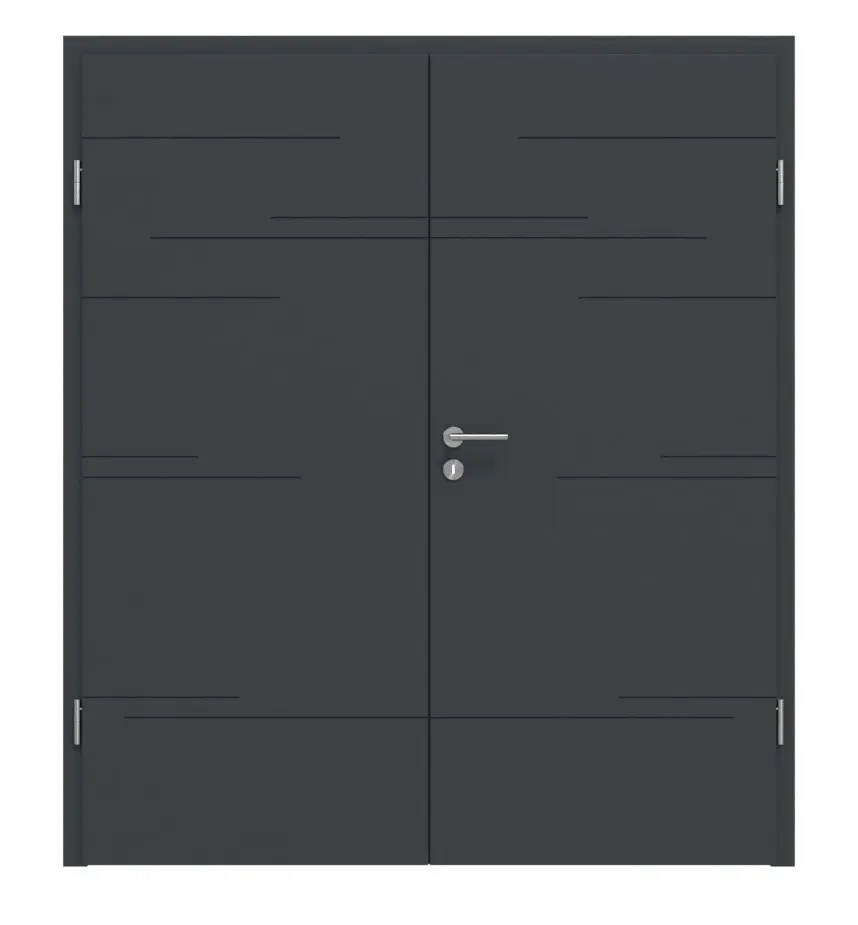 HÖRMANN Drzwi dwuskrzydłowe Groove 50 antracytowe szare lakier DesignLine z ościeżnicą