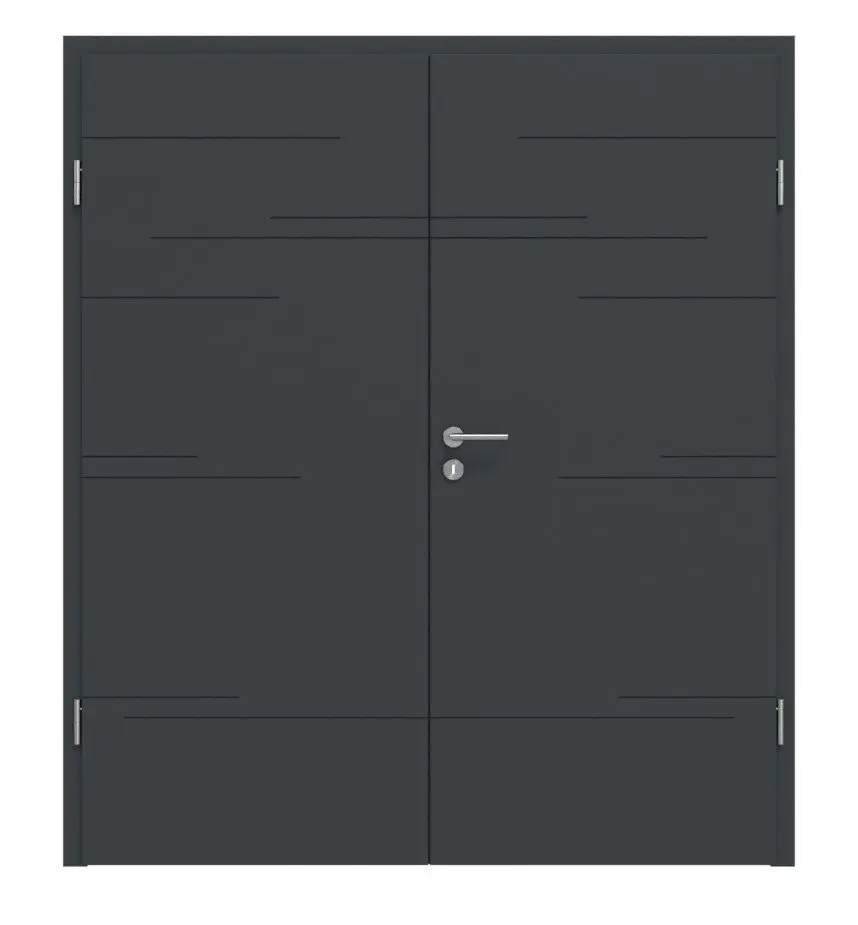 Widok frontowy modelu Signum 50 Basic lakier antracyt RAL 7016 drzwi dwuskrzydłowe z ościeżnicą - Huga