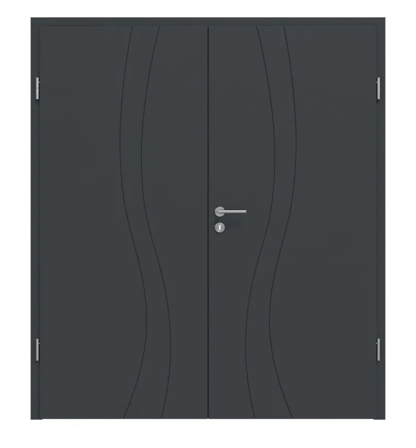 HÖRMANN drzwi dwuskrzydłowe Groove 51 szary antracytowy lakier DesignLine z ościeżnicą