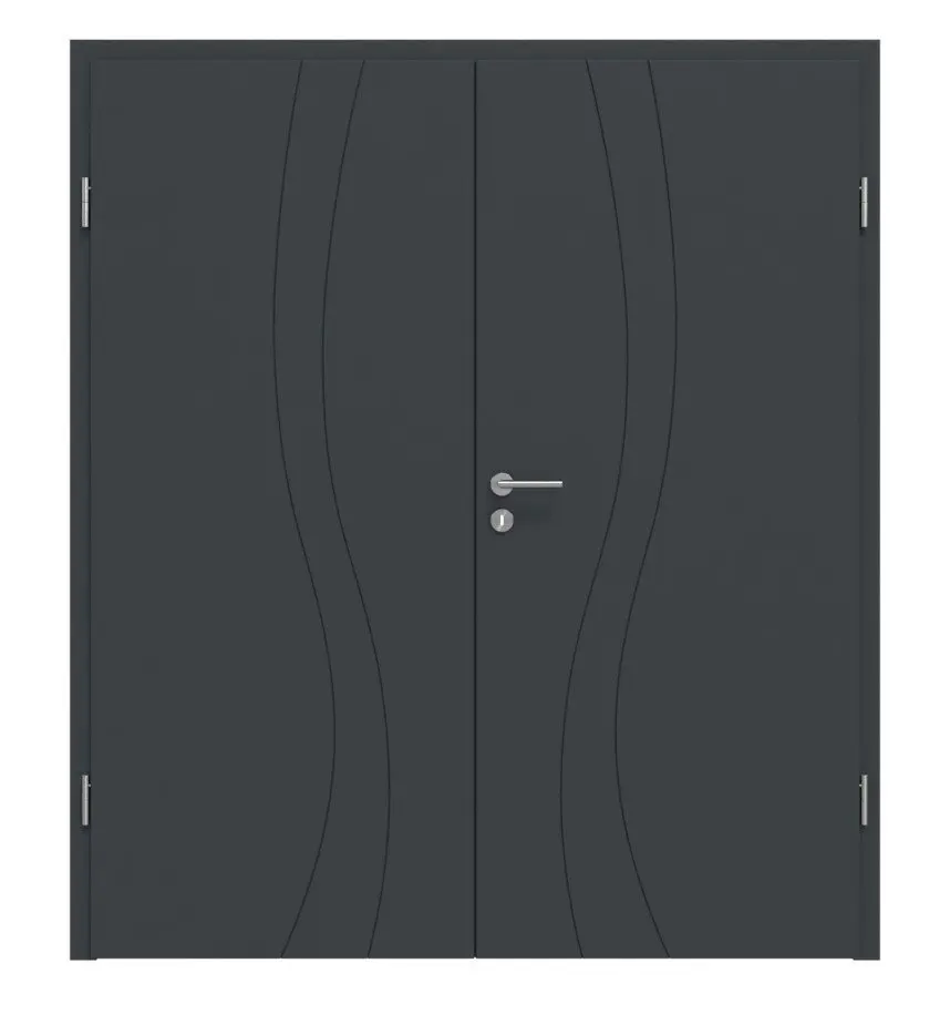 Widok frontowy Signum 51 Basic lakierowane antracyt RAL 7016 drzwi dwuskrzydłowe z ościeżnicą - Huga