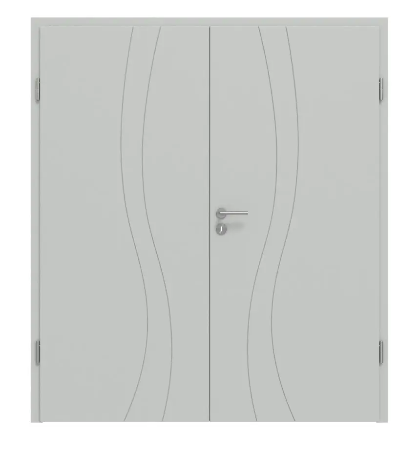 HÖRMANN drzwi dwuskrzydłowe Groove 51 szary RAL 7035 lakier DesignLine z ościeżnicą